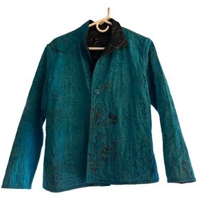 Jade green,reversible jacket with contrast stitching button front jacket. Size M